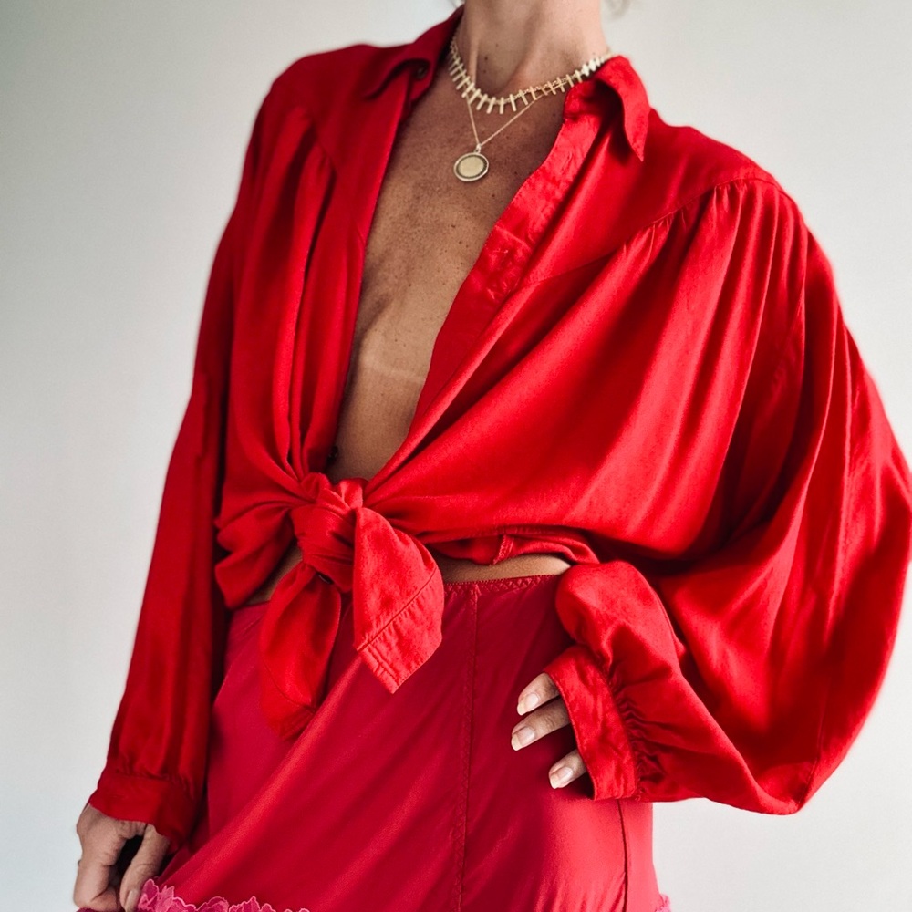 Vintage Red Western Button Shirt